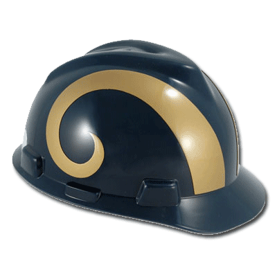 St Louis Rams hard hat.