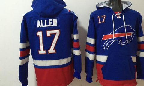 JOSH ALLEN BUFFALO BILLS Hockey Style Pullover Hoodie Front pocket 