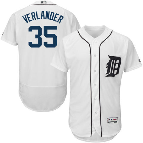 Justin Verlander Detroit Tigers men s Majestic Home White Flex Base Collection Player Jersey