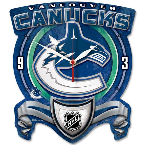 Vancouver Canucks High Def. Plaque Style Wall Clock - Sports Nut Emporium