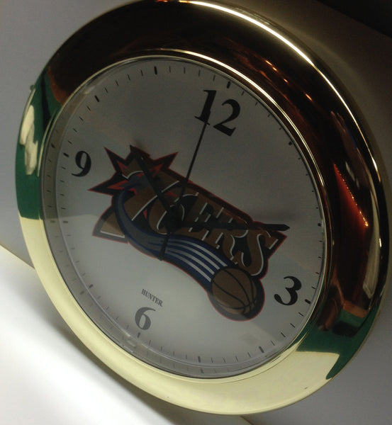 Philadelphia 76er's Gold ring wall clock - Sports Nut Emporium