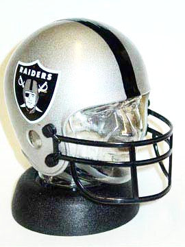 Oakland Raiders helmet bank.