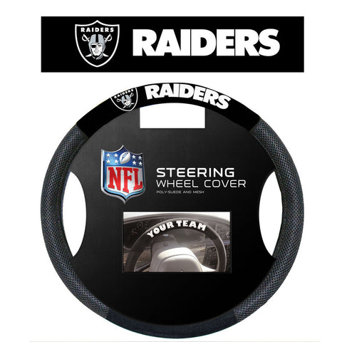 Oakland Raiders Poly Suede Steering Wheel Cover - Sports Nut Emporium