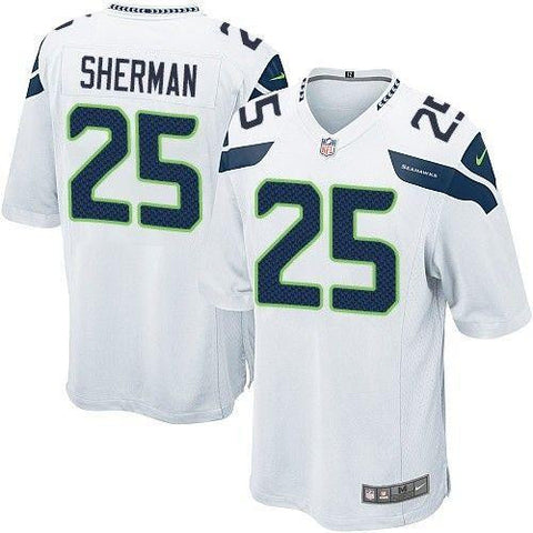 Richard Sherman # 25 Seattle Seahawks Nike Elite NFL Football jersey (white) - Sports Nut Emporium