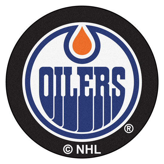 Edmonton Oilers puck shaped floor mat - Sports Nut Emporium