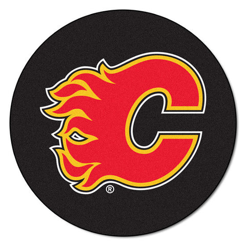Calgary Flames puck shaped floor mat - Sports Nut Emporium