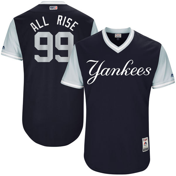Aaron Judge All Rise Men's New York Yankees  Majestic Navy 2017 Players Weekend Jersey - Sports Nut Emporium