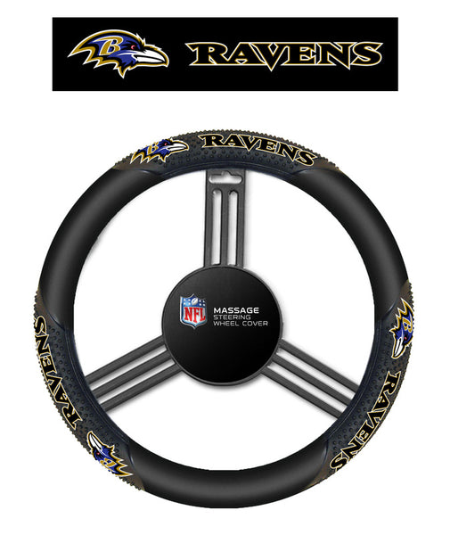 Baltimore Ravens Massage Grip Steering Wheel - Sports Nut Emporium