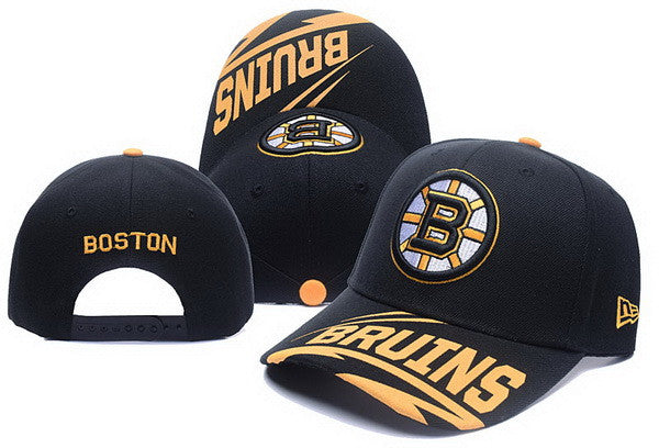 Men's Boston Bruins New Era Black Logo  Adjustable Hat - Sports Nut Emporium