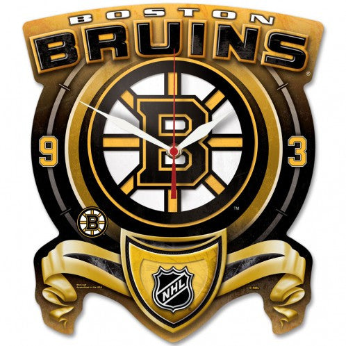 Boston Bruins High Def. Plaque style wall Clock - Sports Nut Emporium