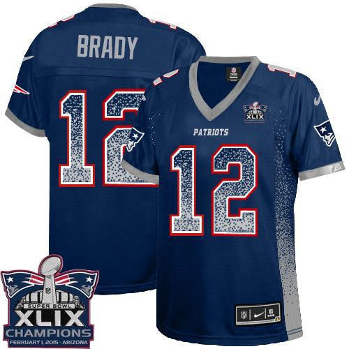 Tom Brady Navy Blue  New England Patriots   Women's  NFL Elite Drift Fashion Jersey - Sports Nut Emporium