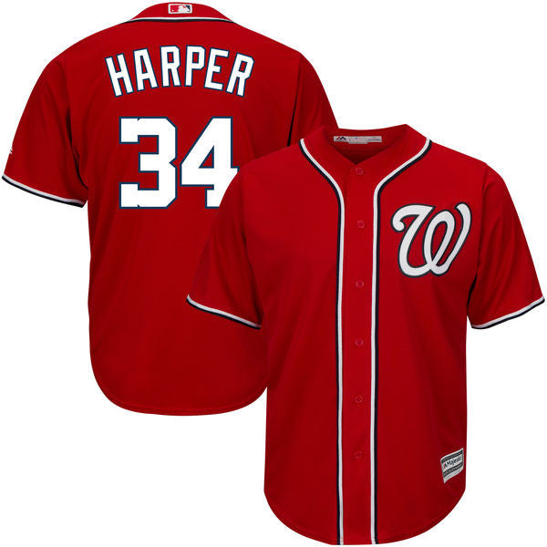 Majestic Bryce Harper #34 Washington Nationals Red Baseball Jersey Size 48  NWT