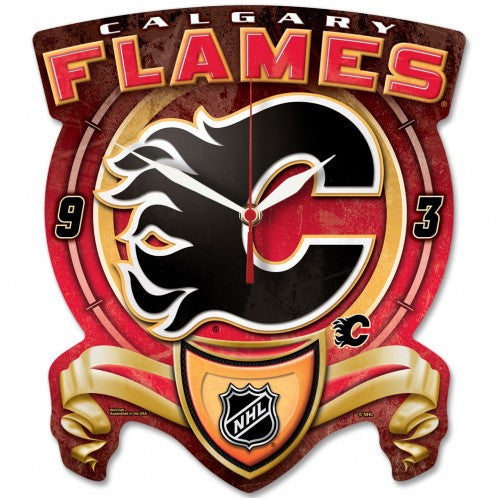 Calgary Flames High Def. Plaque style wall clock - Sports Nut Emporium