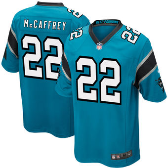 Christian McCaffrey Men's Carolina Panthers Nike Blue 2017 Draft Pick Game Jersey - Sports Nut Emporium