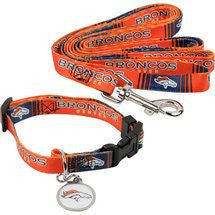 Denver Broncos Leash ,Collar and Id pet  Set - Sports Nut Emporium
