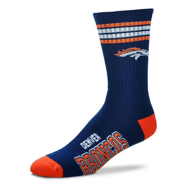 Denver Broncos  4-Stripe Deuce  Color Performance Crew Socks - Sports Nut Emporium