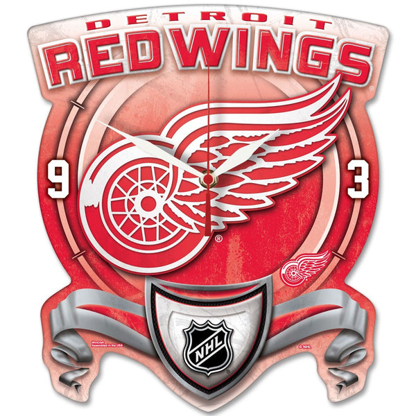 Detroit Red Wings High Def. Plaque Style wall Clock - Sports Nut Emporium