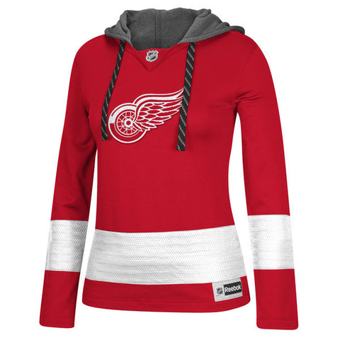 Detroit Red Wings Reebok Women's Jersey Pullover Hoodie - Red - Sports Nut Emporium