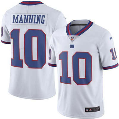 Eli Manning White Men's New York Giants  Stitched NFL Limited Rush Jersey - Sports Nut Emporium