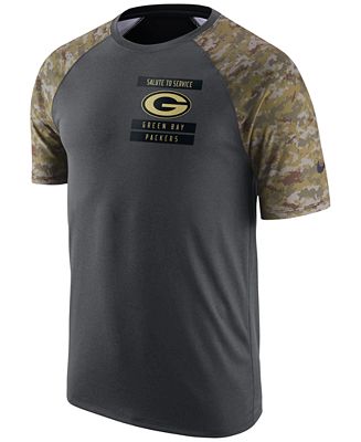 Green Bay Packers Men's  Nike Anthracite Salute to Service Performance Raglan T-Shirt - Sports Nut Emporium