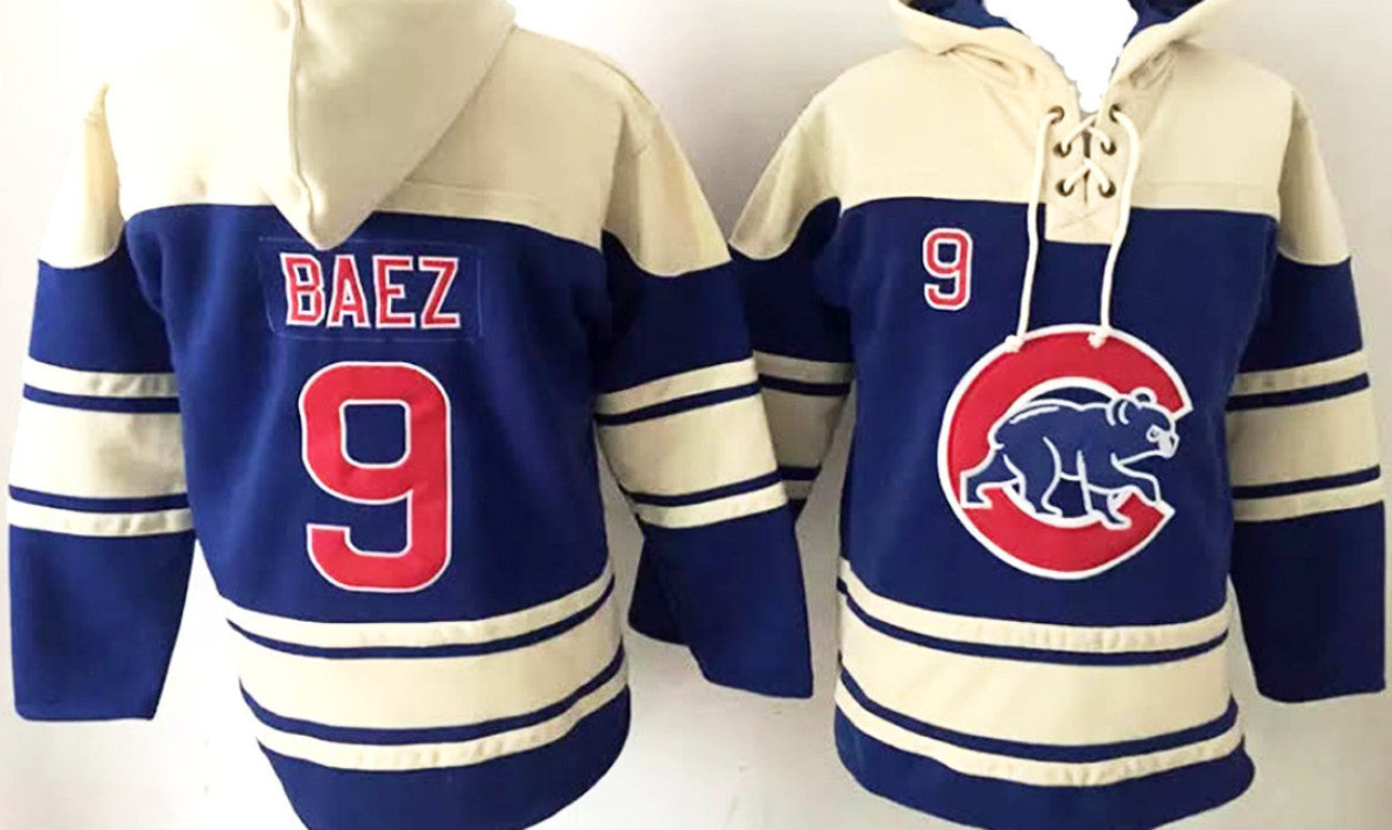 Javier Baez Chicago Cubs blue pullover hoodie