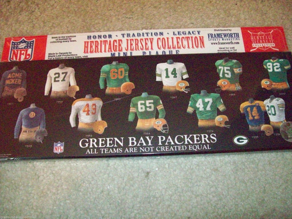 Green Bay Packers Heritage Jersey Collection plaque - Sports Nut Emporium
