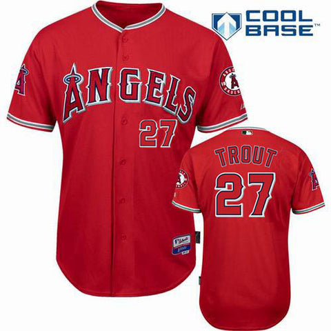 Los Angeles  Angels  Mike Trout Red Cool Base Stitched Baseball Jersey - Sports Nut Emporium
