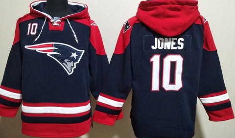 NEW ENGLAND PATRIOTS MAC JONES HOCKEY STYLE PULLOVER HOODIE 