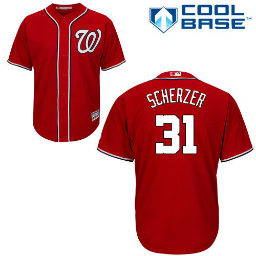Max Scherzer Red New Cool Base Stitched Baseball Jersey