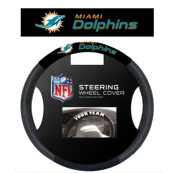 Miami Dolphins Poly Suede Steering Wheel Cover - Sports Nut Emporium