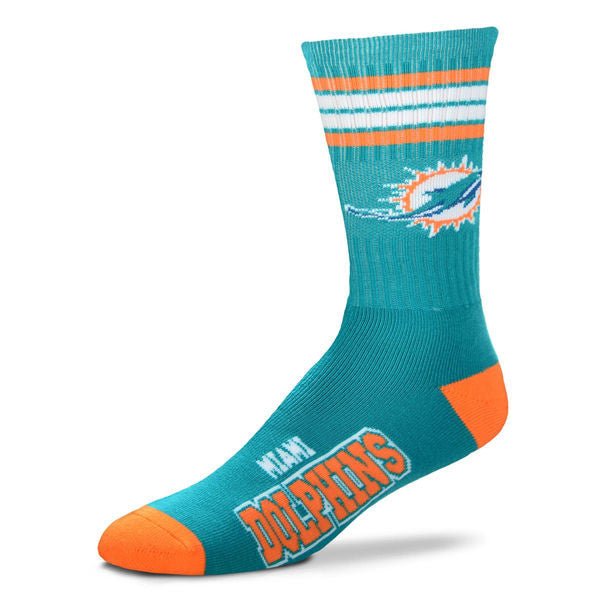 Miami Dolphins  4-Stripe Deuce Team Color Performance Crew Socks - Sports Nut Emporium