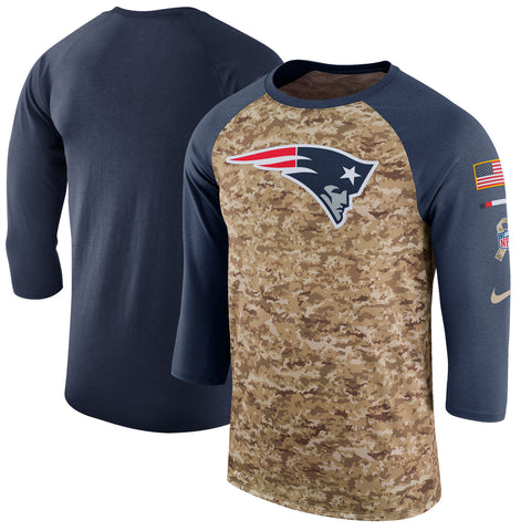 New England Patriots  three quater sleeve salute to service tee shirt - Sports Nut Emporium
