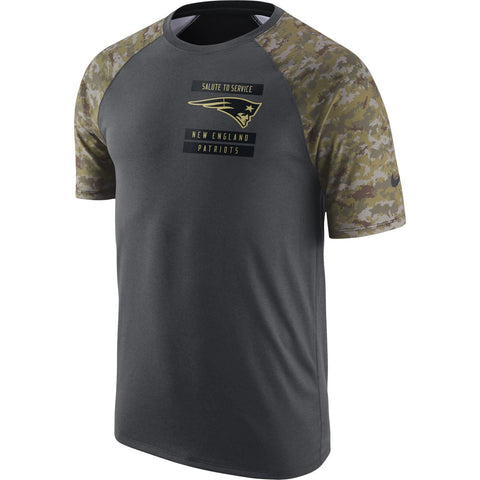 New England Patriots Men's  Nike Anthracite Salute to Service 2017 Performance Raglan T-Shirt - Sports Nut Emporium