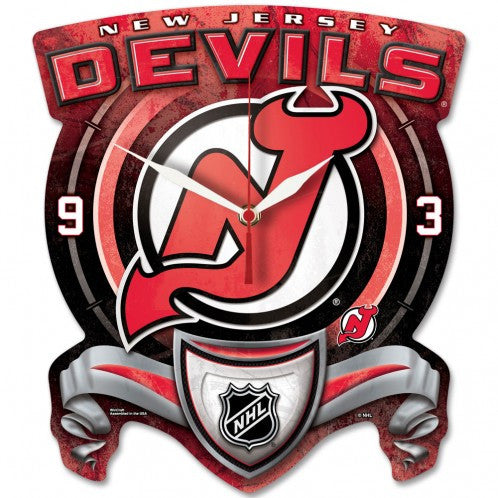 New Jersey Devils High Def. Plaque Style wall Clock - Sports Nut Emporium
