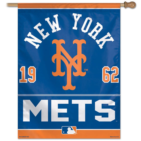 New York Mets year of Inception Vertical Flag - Sports Nut Emporium