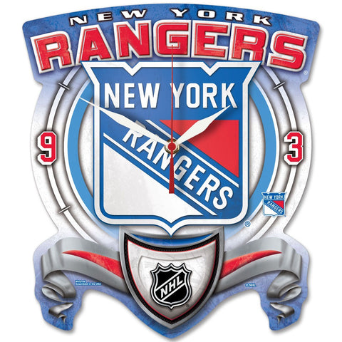 New York Rangers High Def. Plaque Style wall Clock - Sports Nut Emporium