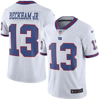 Nike New York Giants No13 Odell Beckham Jr White Men's Stitched NFL Limited Strobe Jersey