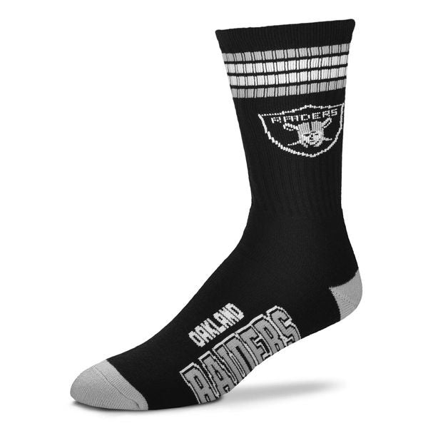 Oakland Raiders  4-Stripe Deuce  Color Performance Crew Socks - Sports Nut Emporium