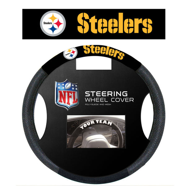 Pittsburgh Steelers Poly Suede Steering Wheel Cover - Sports Nut Emporium