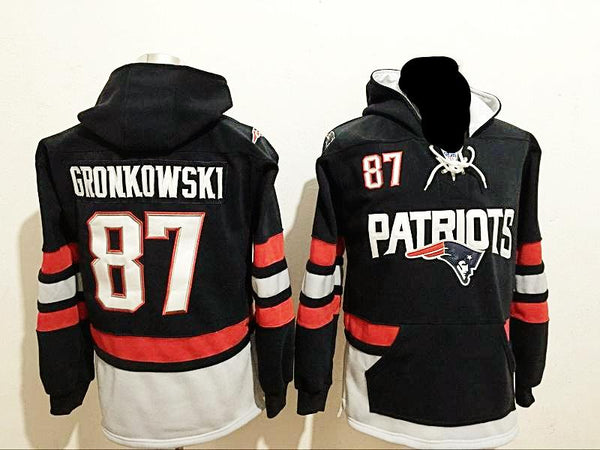 Rob Gronkowski  New England Patriots Navy Blue  Pullover  Hoodie with front pocket - Sports Nut Emporium