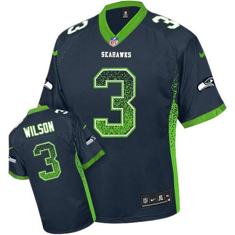 Russell Wilson Steel Blue Men's Stitched NFL Elite Drift Fashion Jersey - Sports Nut Emporium