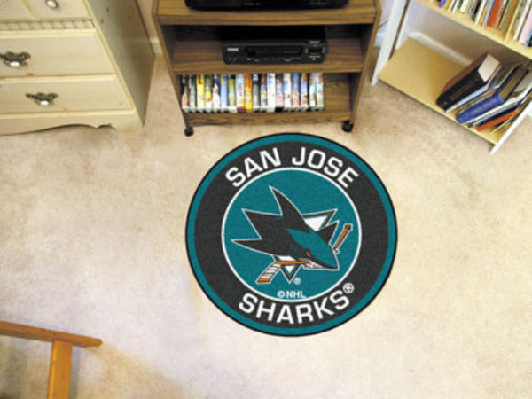 San Jose Sharks puck shaped floor mat - Sports Nut Emporium
