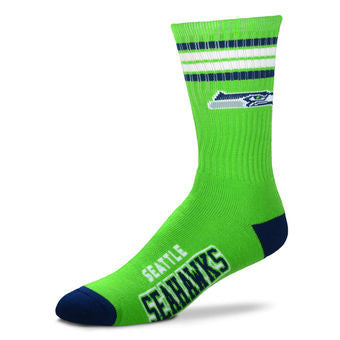 Seattle Seahawks 4-Stripe Deuce Color Performance Crew Socks - Sports Nut Emporium