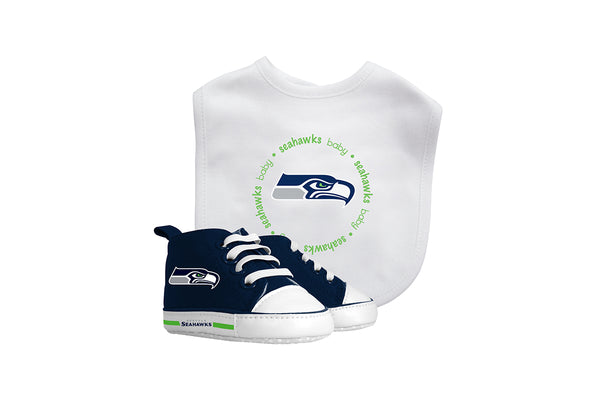 Seattle Seahawks High Top Pre Walkers and Bib Set - Sports Nut Emporium