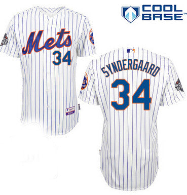 Noah Syndegaard New York Mets Cool Base White /Pinstripes Jersey