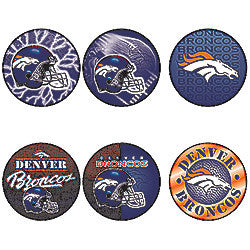 Denver Broncos 6 Pack buttons - Sports Nut Emporium