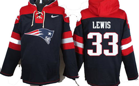 Dion Lewis # 33 New England Patriots   Navy Blue  Pullover Fleece   Lined Hoodie - Sports Nut Emporium