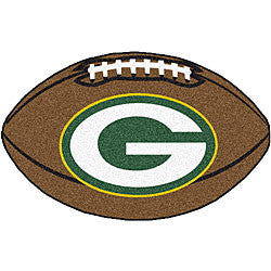 Green Bay Packers football shaped rug - Sports Nut Emporium