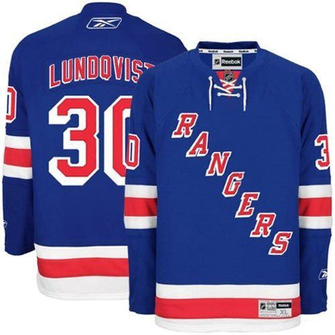 Henrik Lundqvist New York Rangers # 30  Blue Stitched NHL Jersey - Sports Nut Emporium