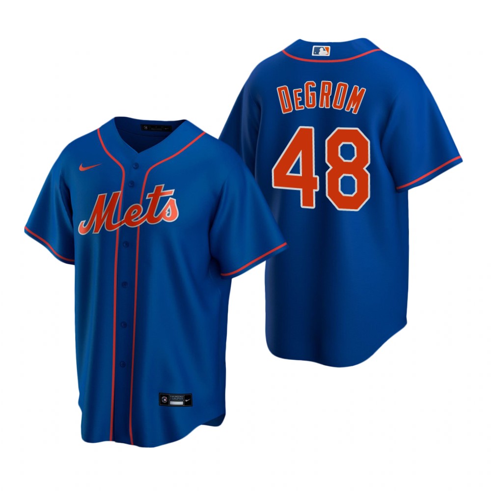 New York Mets Jacob Degrom 48 2021 Mlb Dark Blue Jersey in 2023